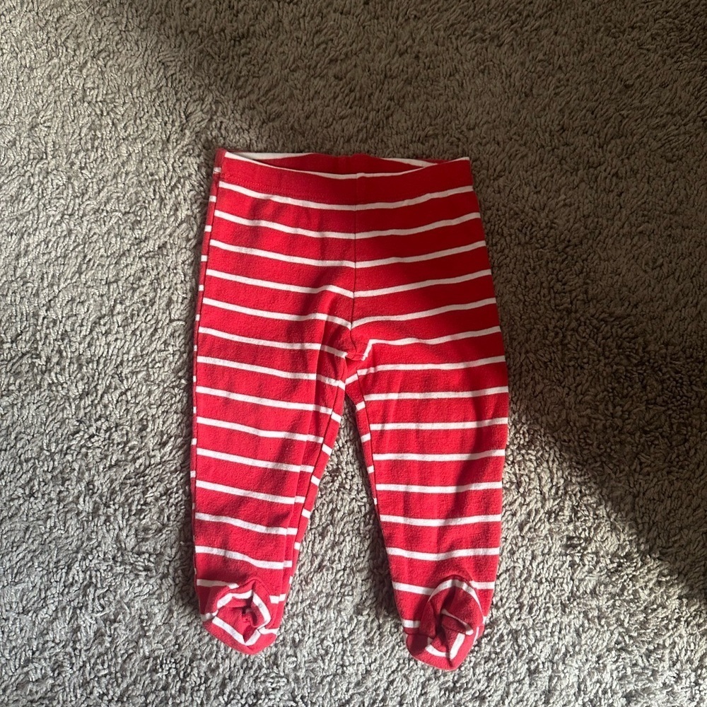 Preloved Red and White Striped Baby Leggings
